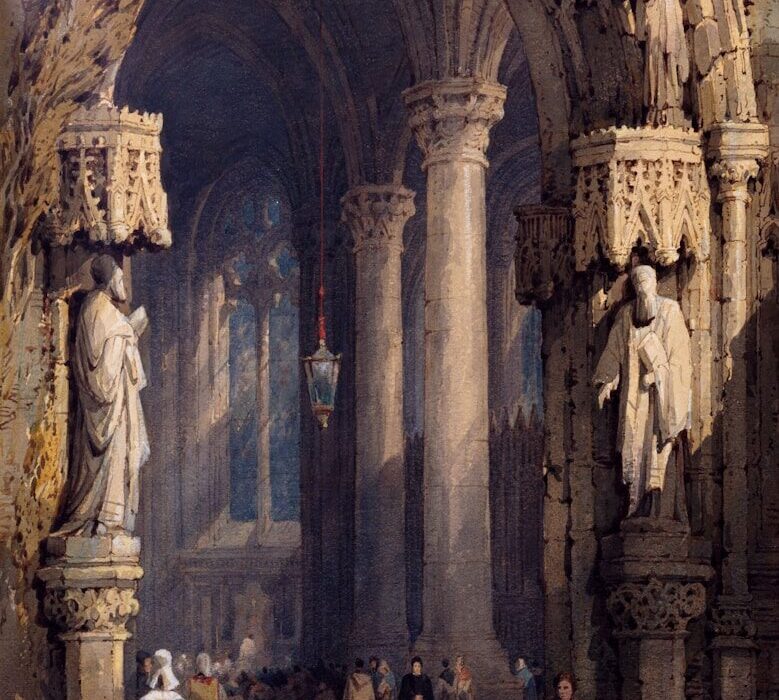 people inside temple painting